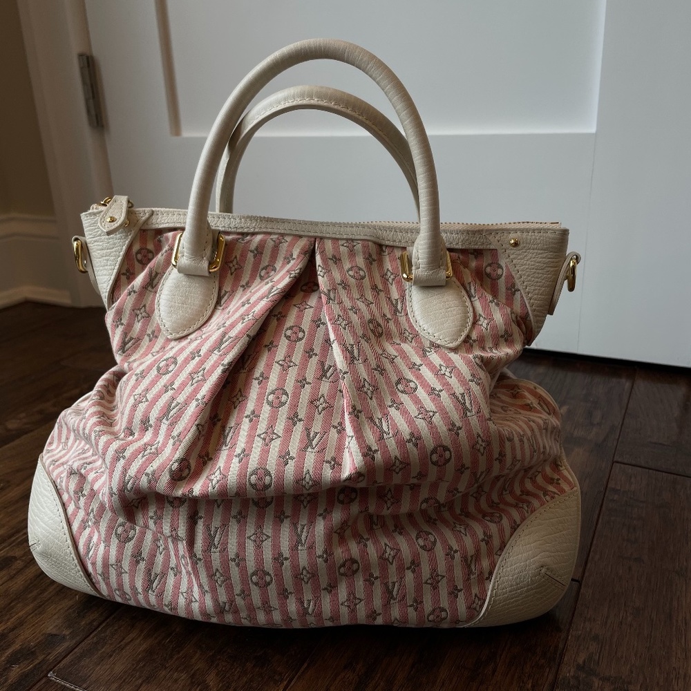 LOUIS VUITTON Mini Lin Croisette Marina GM Rouge Pleated Bag